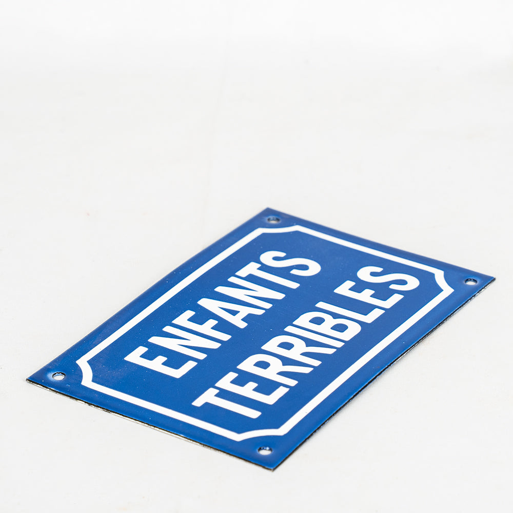 "Enfants Terribles" Vitreous Enamel Sign | French-Style Decor.