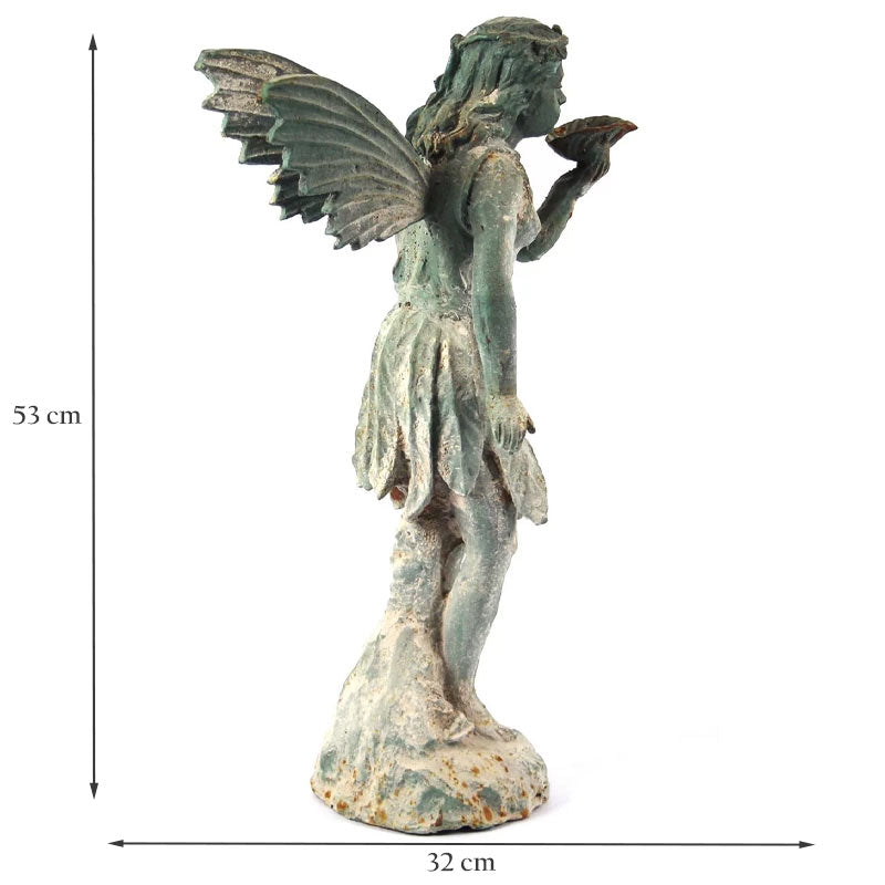 Garden Fairy with Lily in Verdigris Finish.