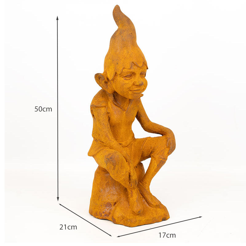 Perching Pixie Garden Statue in Cast Iron.