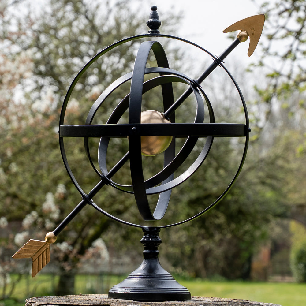 Black and Gold Metal Armillary Globe.