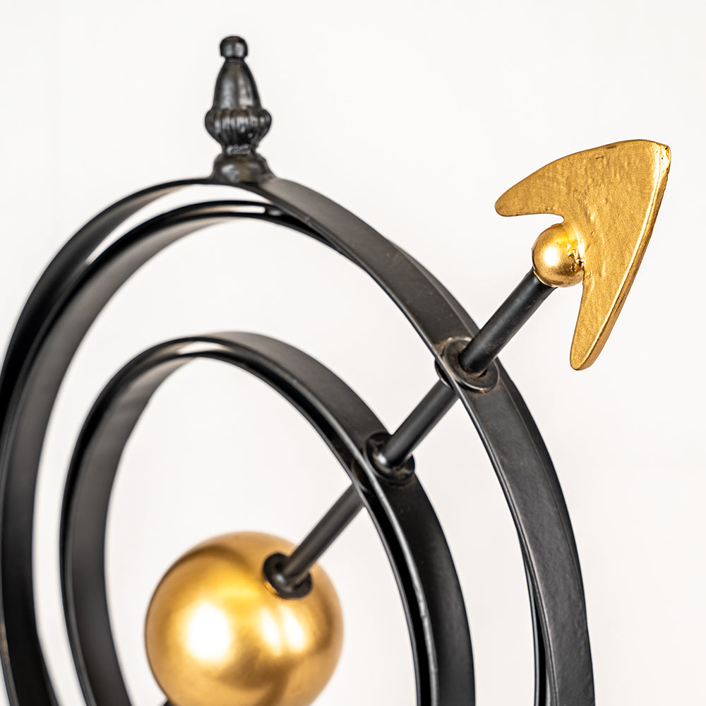 Black and Gold Metal Armillary Globe.