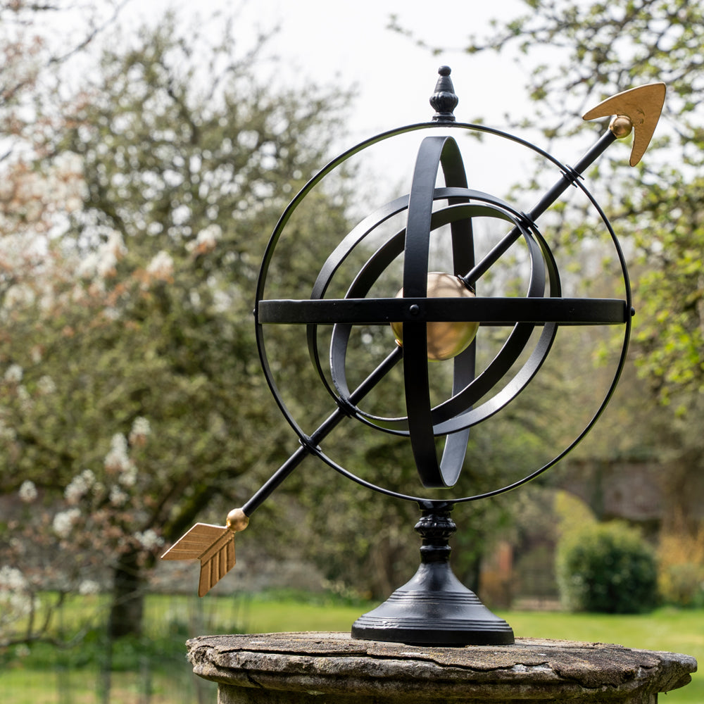 Black and Gold Metal Armillary Globe.