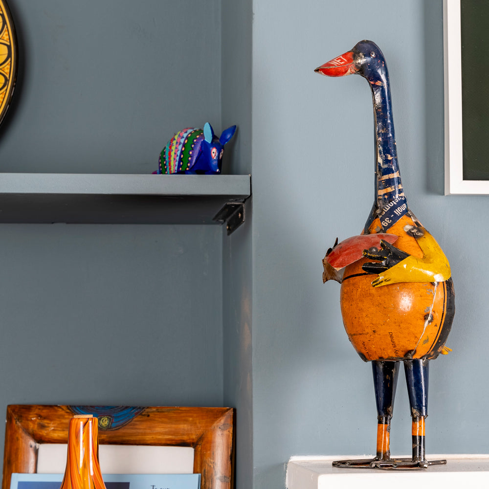 Recycled Metal Duck Statue.