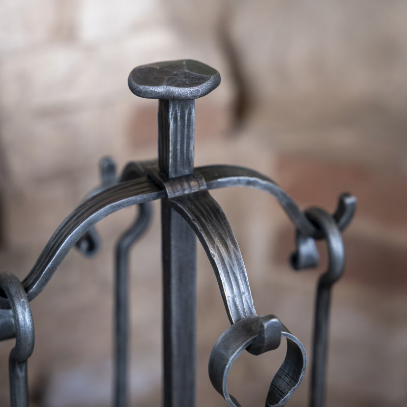 Hand Forged 4 Piece Round Companion Set.