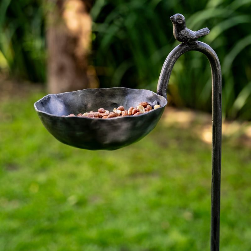 Hand Forged Iron Bird Feeder On a Stake.