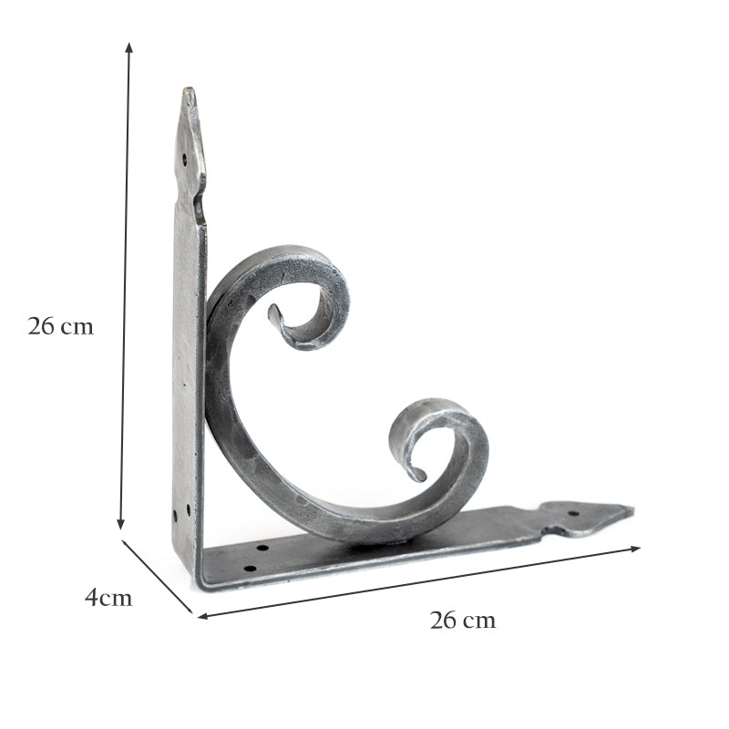 Pair of Forged Wrought Iron Scroll Shelf Brackets.