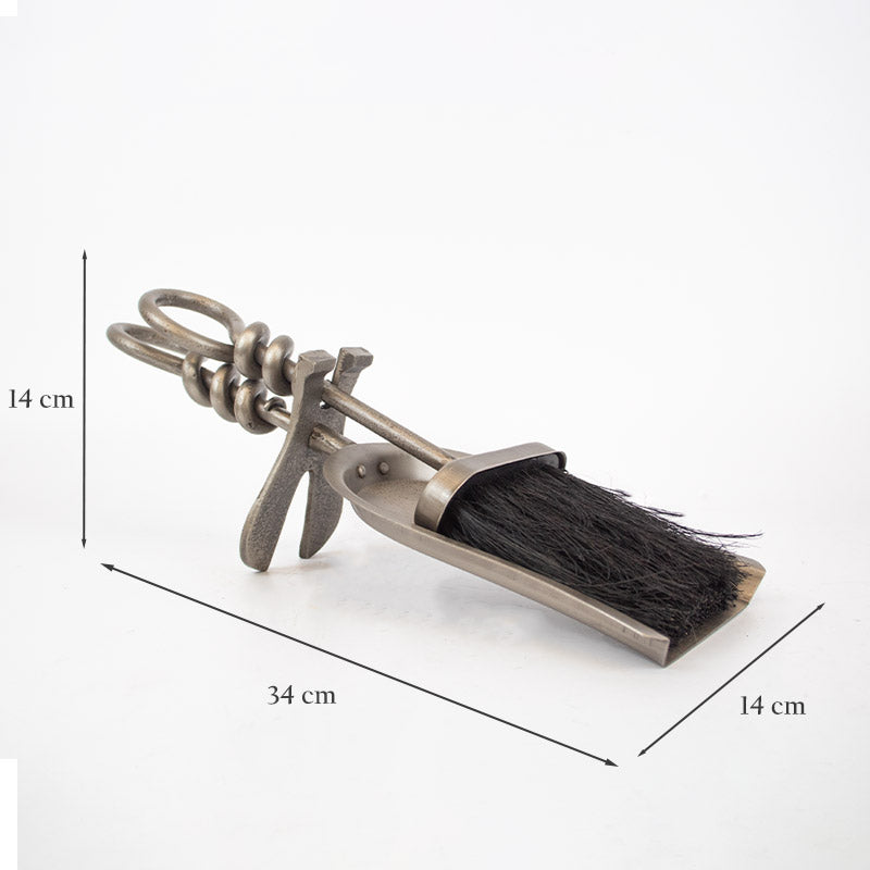 Fireplace Brush and Shovel Set - Pewter.