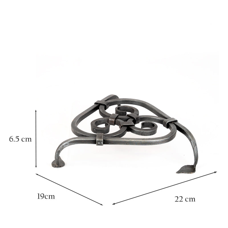 Hand Forged Triskelion Scroll Metal Kitchen Trivet.