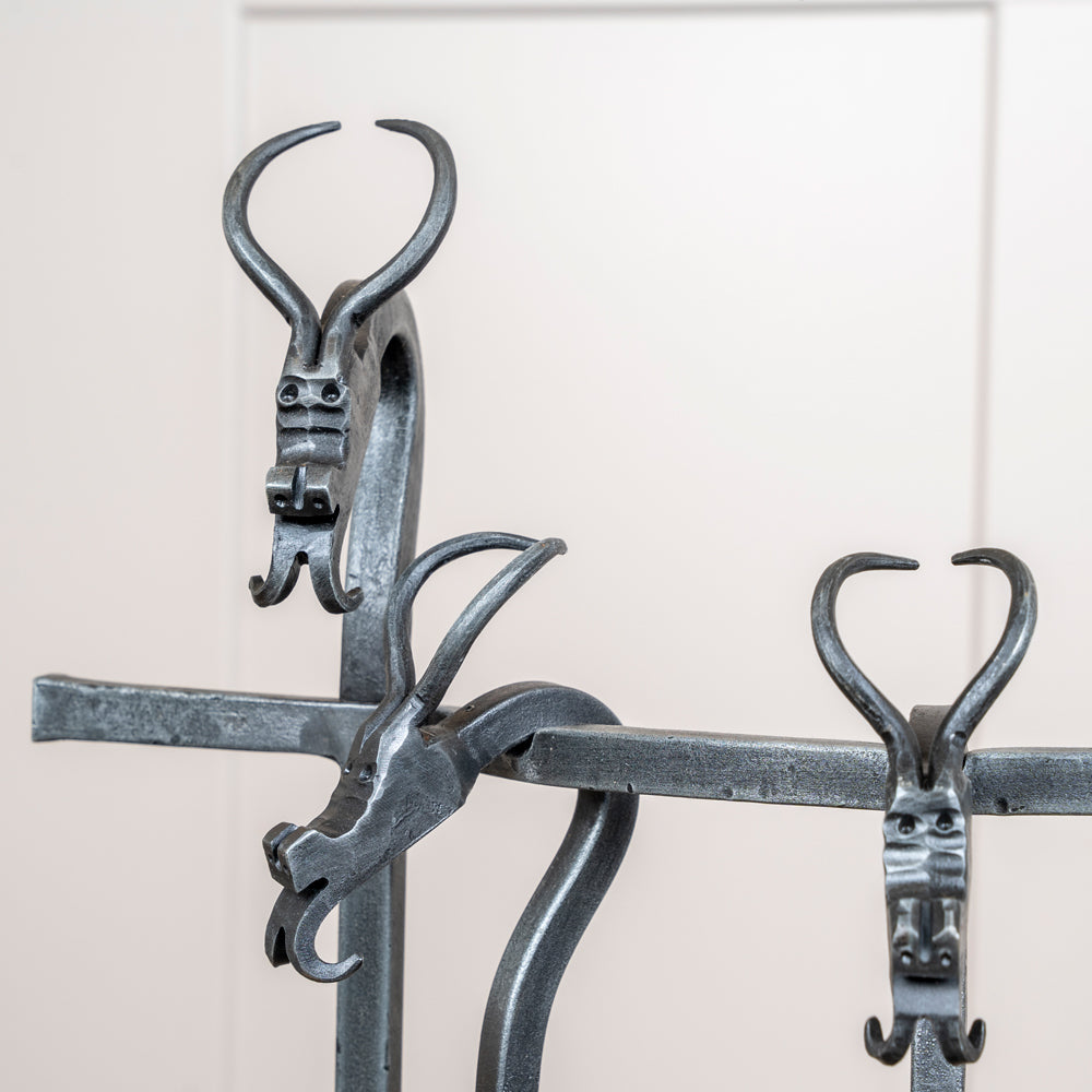 Hand Forged Dragon Fireside Companion Set.