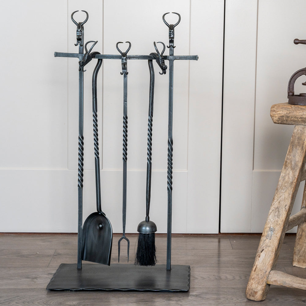 Hand Forged Dragon Fireside Companion Set.