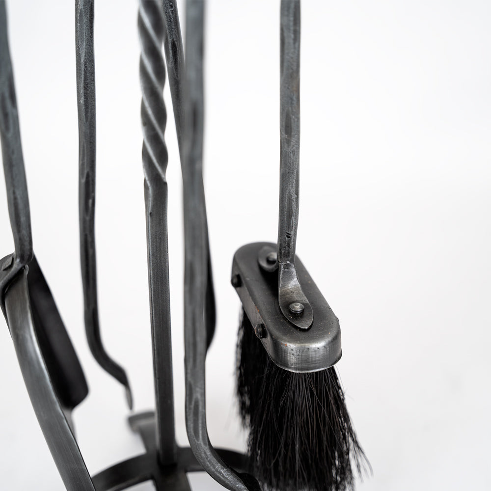 4 Piece Wrought Iron Twisted Fireside Tools.