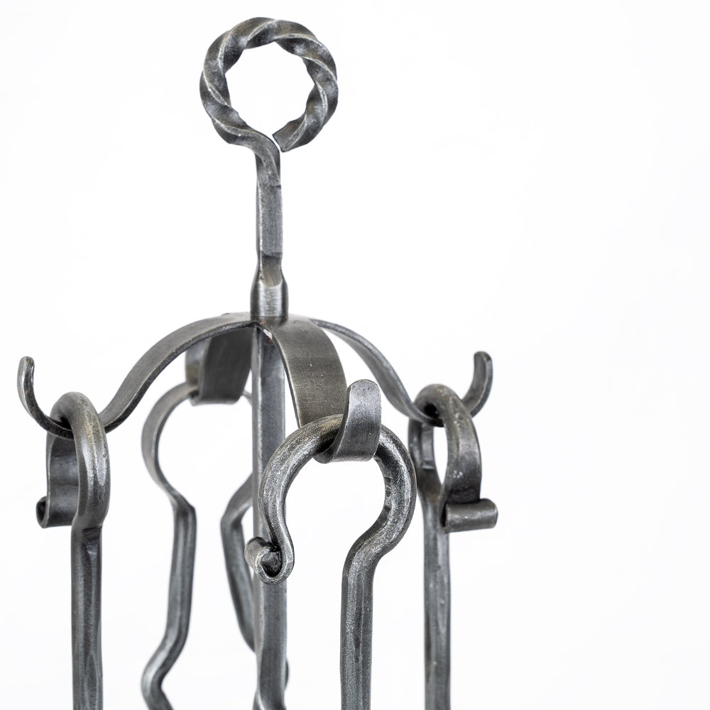 4 Piece Wrought Iron Twisted Fireside Tools.