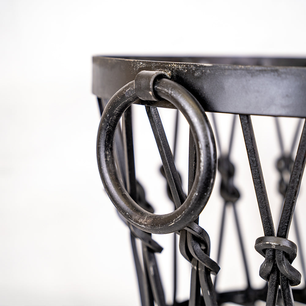 Small Blacksmith Knot Log Basket / Log Storage Holder.