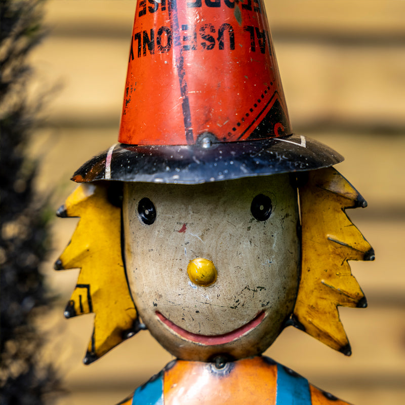 Handmade Recycled Tin, Metal Garden Scarecrow.
