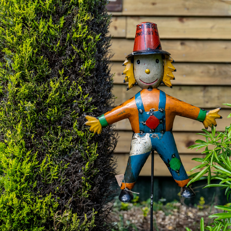 Handmade Recycled Tin, Metal Garden Scarecrow.