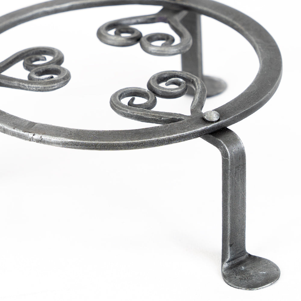 Hand Forged Metal Heart Shaped Kitchen Trivet.