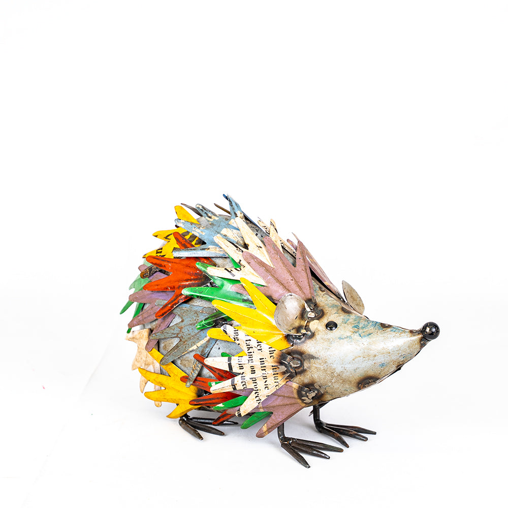 Recycled / Upcycled Tin Hedgehog Sculpture.