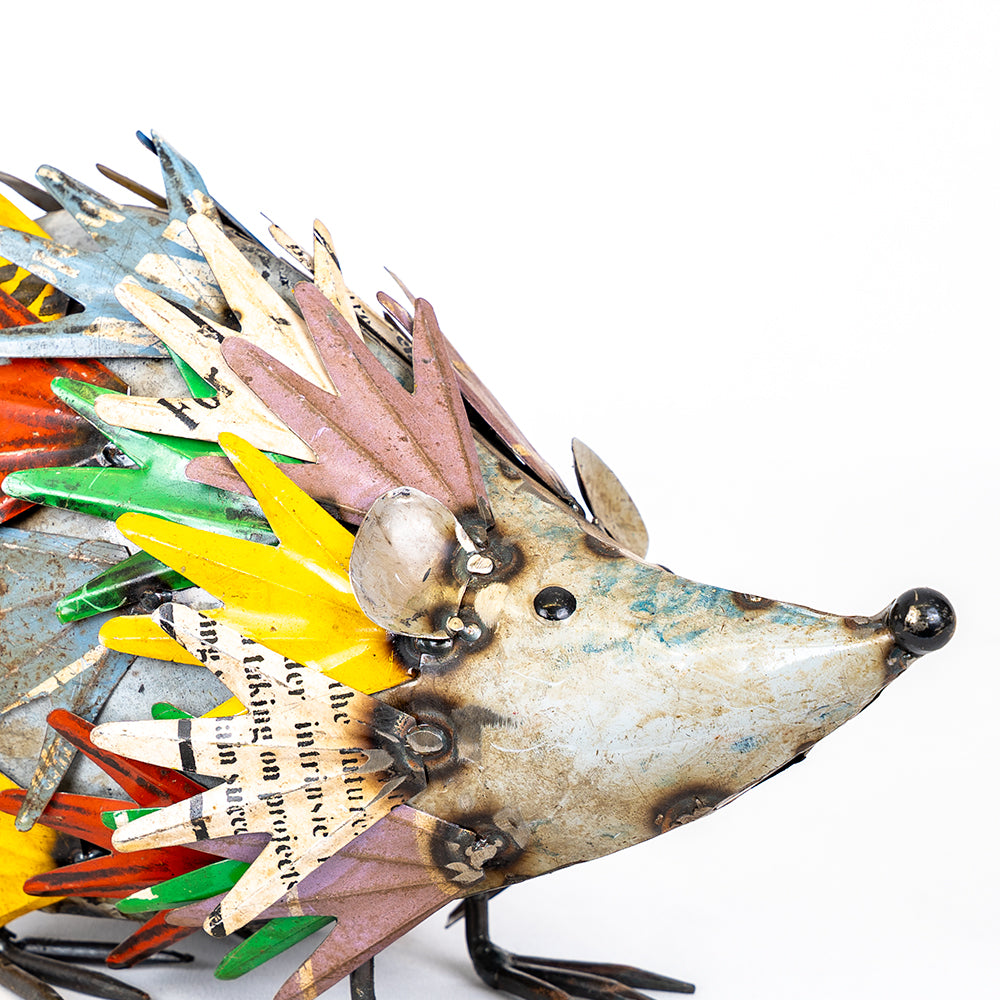 Recycled / Upcycled Tin Hedgehog Sculpture.