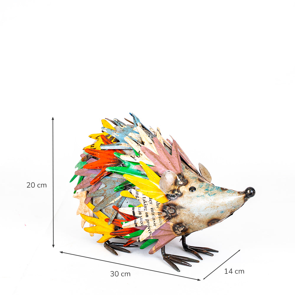 Recycled / Upcycled Tin Hedgehog Sculpture.