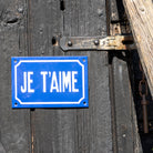 Je T'aime" Blue Vitreous Sign | French-Style Enamel Plate.