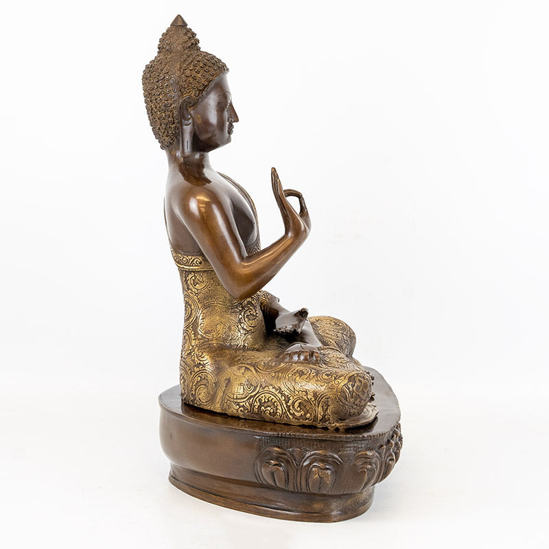 Large Brass Meditating Buddha.