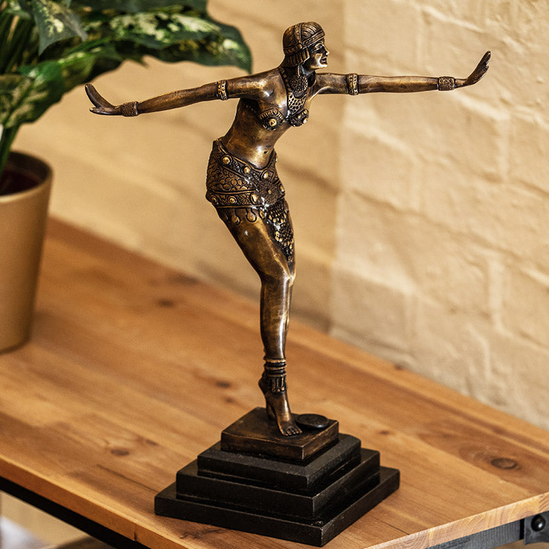 Brass Female Art Deco Dancer - Large Handmade Sculpture.