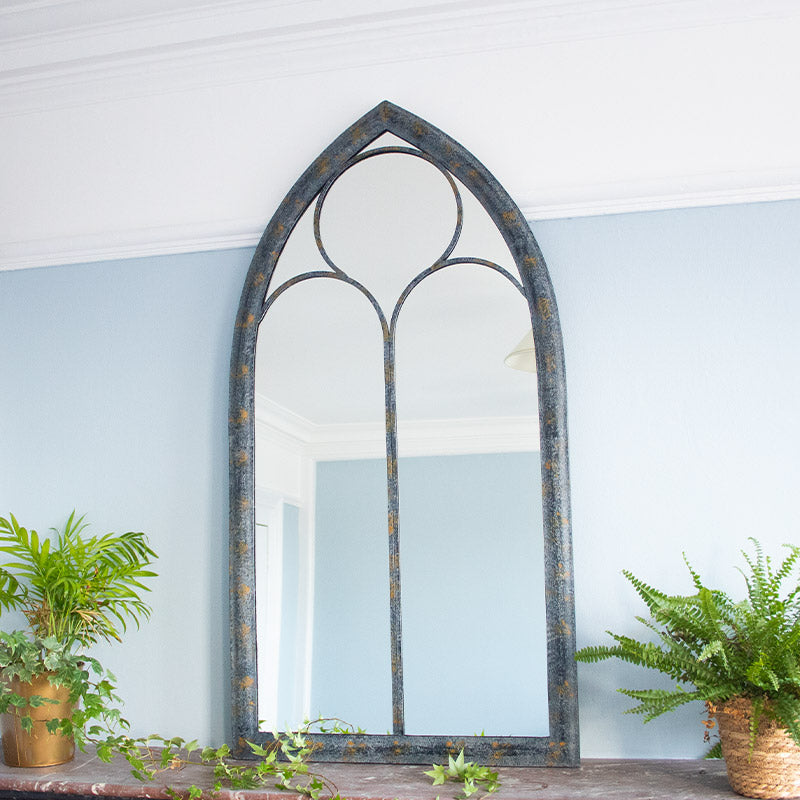 Large Gothic Style Metal Mirror.