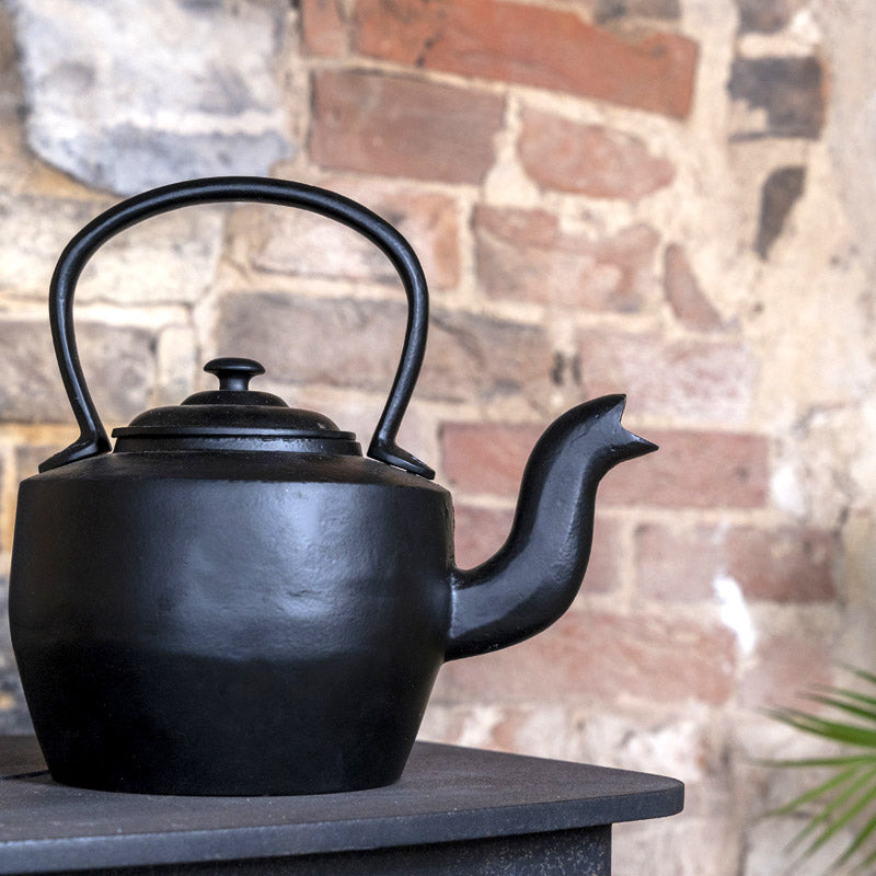 Large Black Cast Iron Kettle.