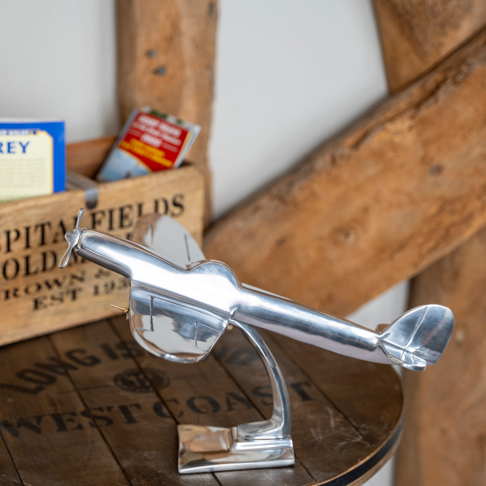 Polished Aluminium Spitfire Model | Small or Large Ornament.