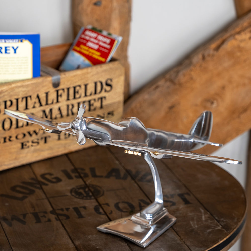 Polished Aluminium Spitfire Model | Small or Large Ornament.