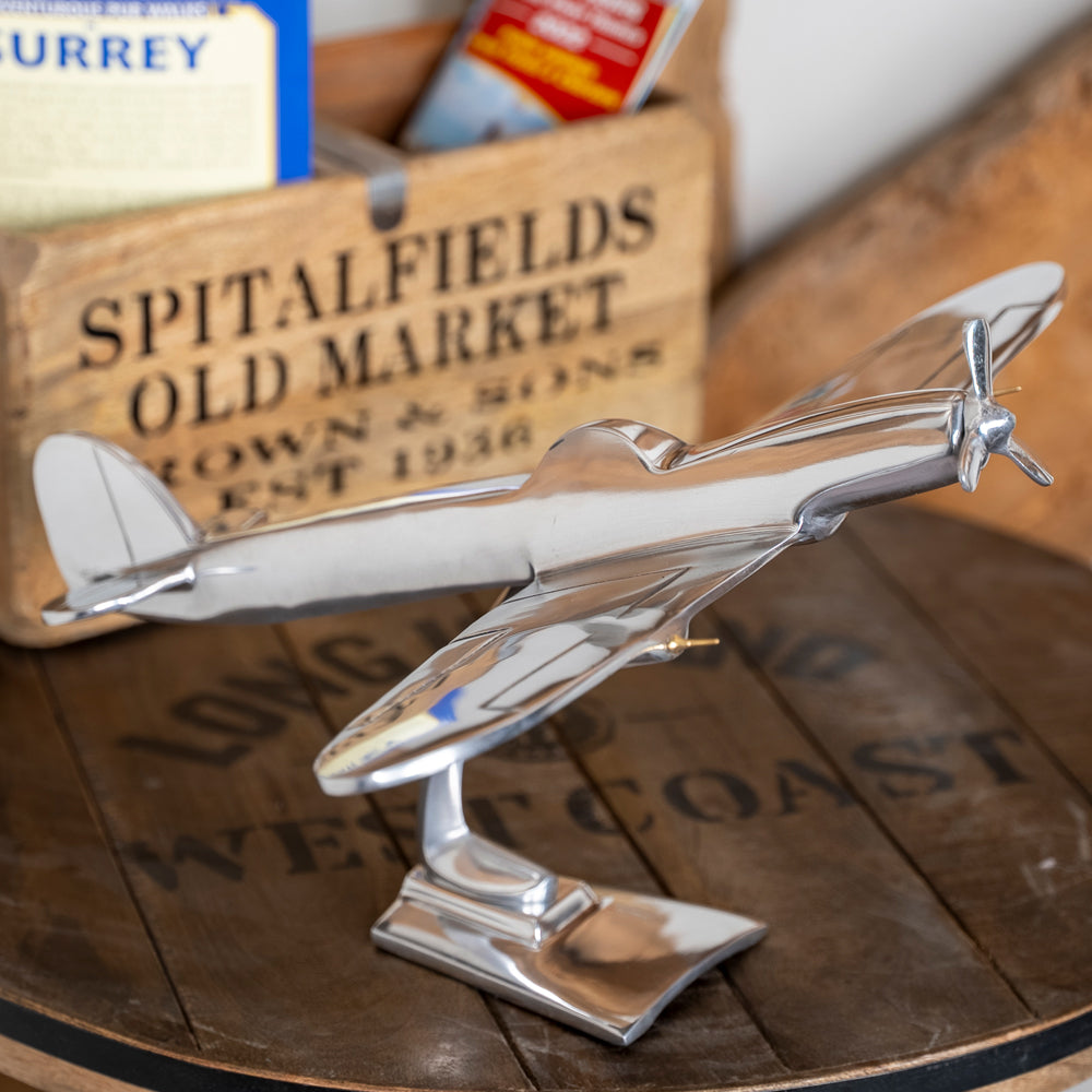 Polished Aluminium Spitfire Model | Small or Large Ornament.