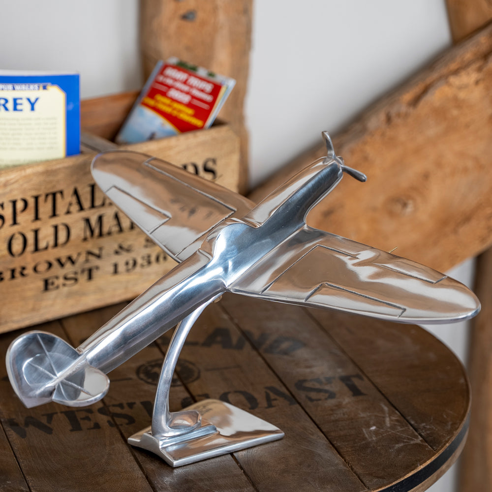 Polished Aluminium Spitfire Model | Small or Large Ornament.