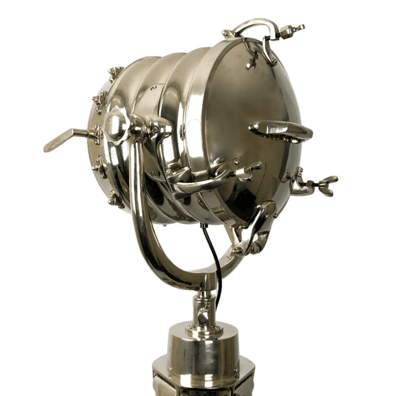 Large Stainless Steel Searchlight Floor Lamp.