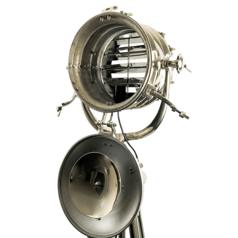 Large Stainless Steel Searchlight Floor Lamp.