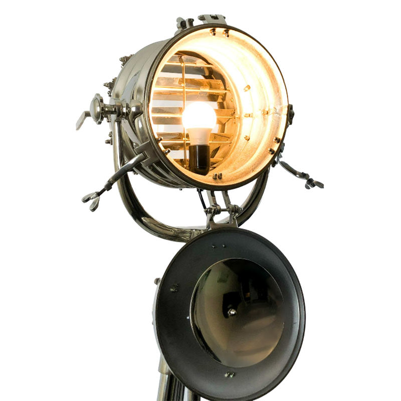 Large Stainless Steel Searchlight Floor Lamp.
