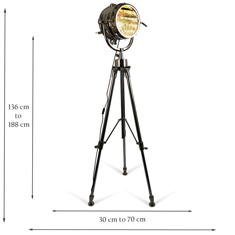 Large Stainless Steel Searchlight Floor Lamp.