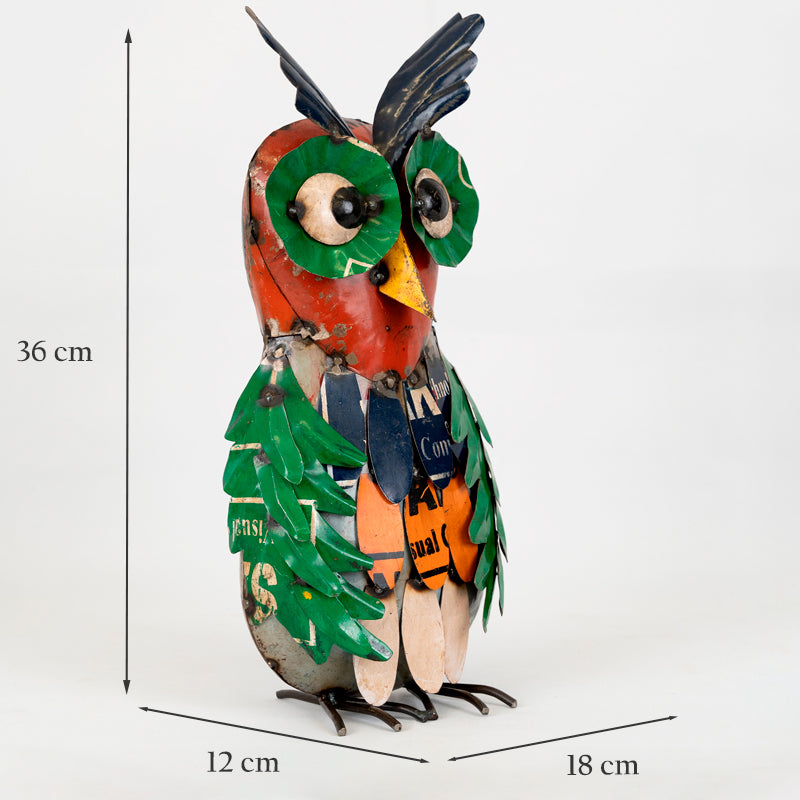 Handmade Tin Upcycled Large Owl Garden Ornament.