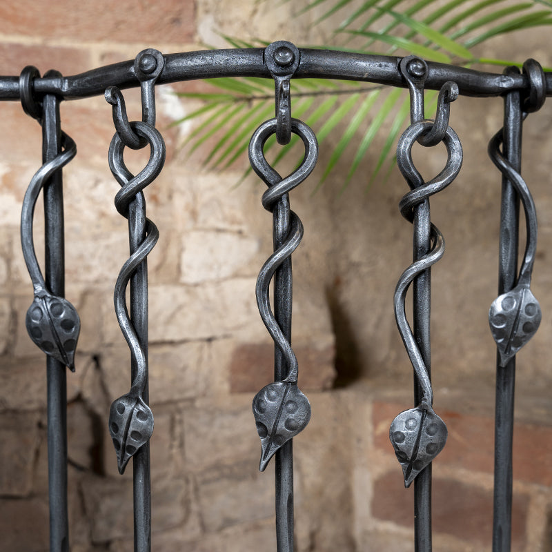 Hand Forged Leaf Fireside Companion Set.