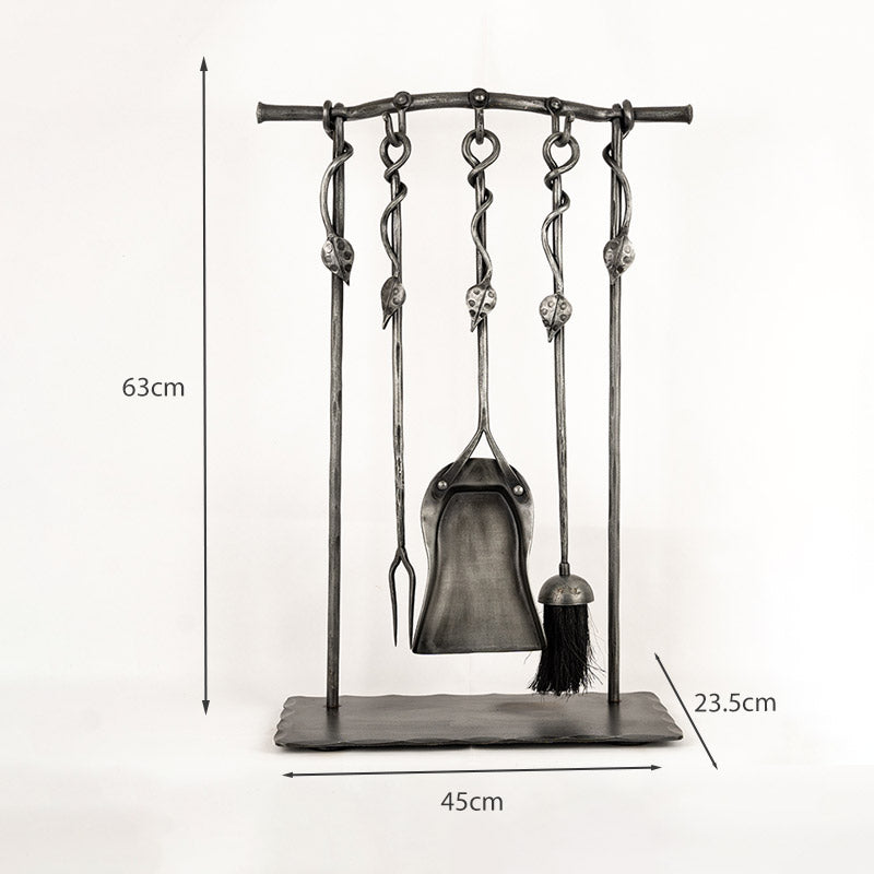 Hand Forged Leaf Fireside Companion Set.