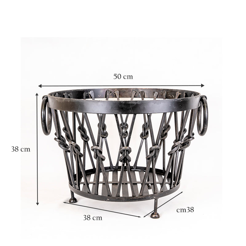 Small Blacksmith Knot Log Basket / Log Storage Holder.