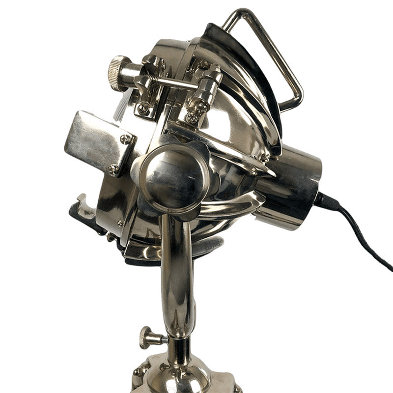 Marine Spotlight Floor Lamp with Natural Teak Wood Tripod.