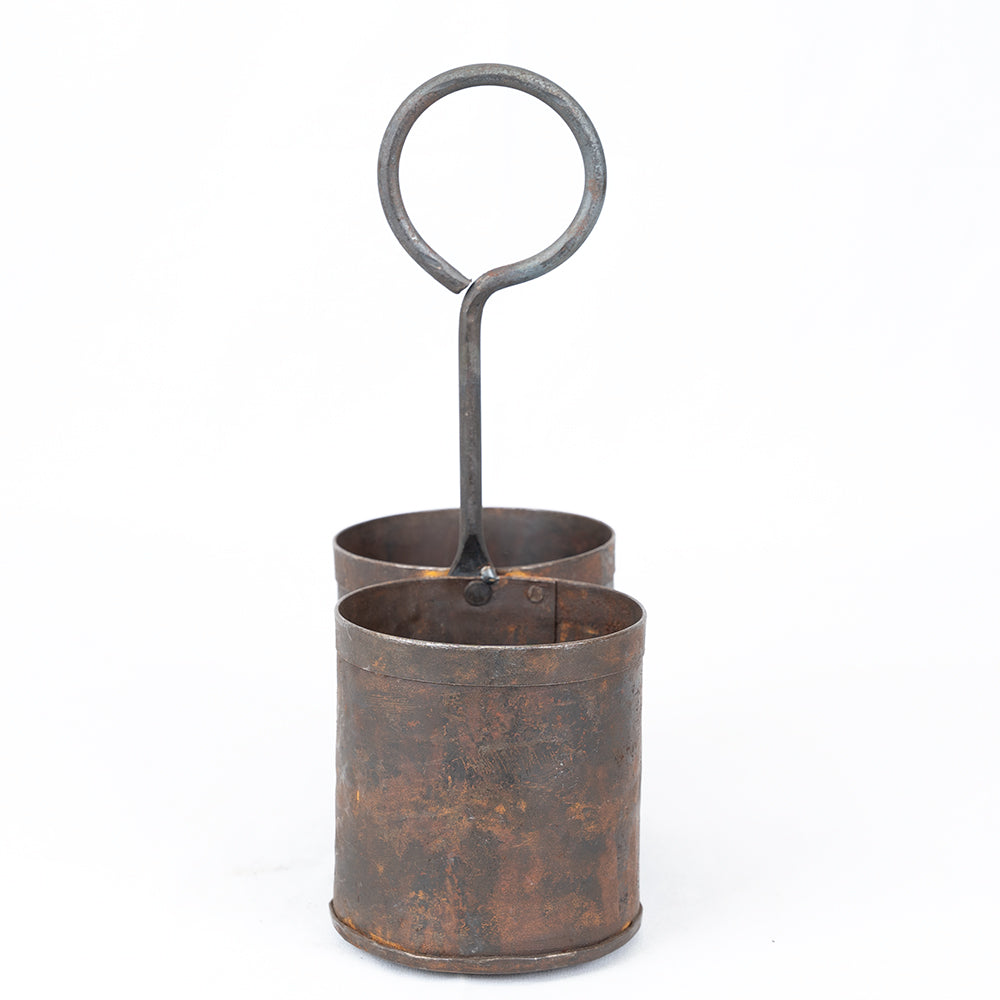 Small Metal Spice Planter | Two-Section Herb Holder.