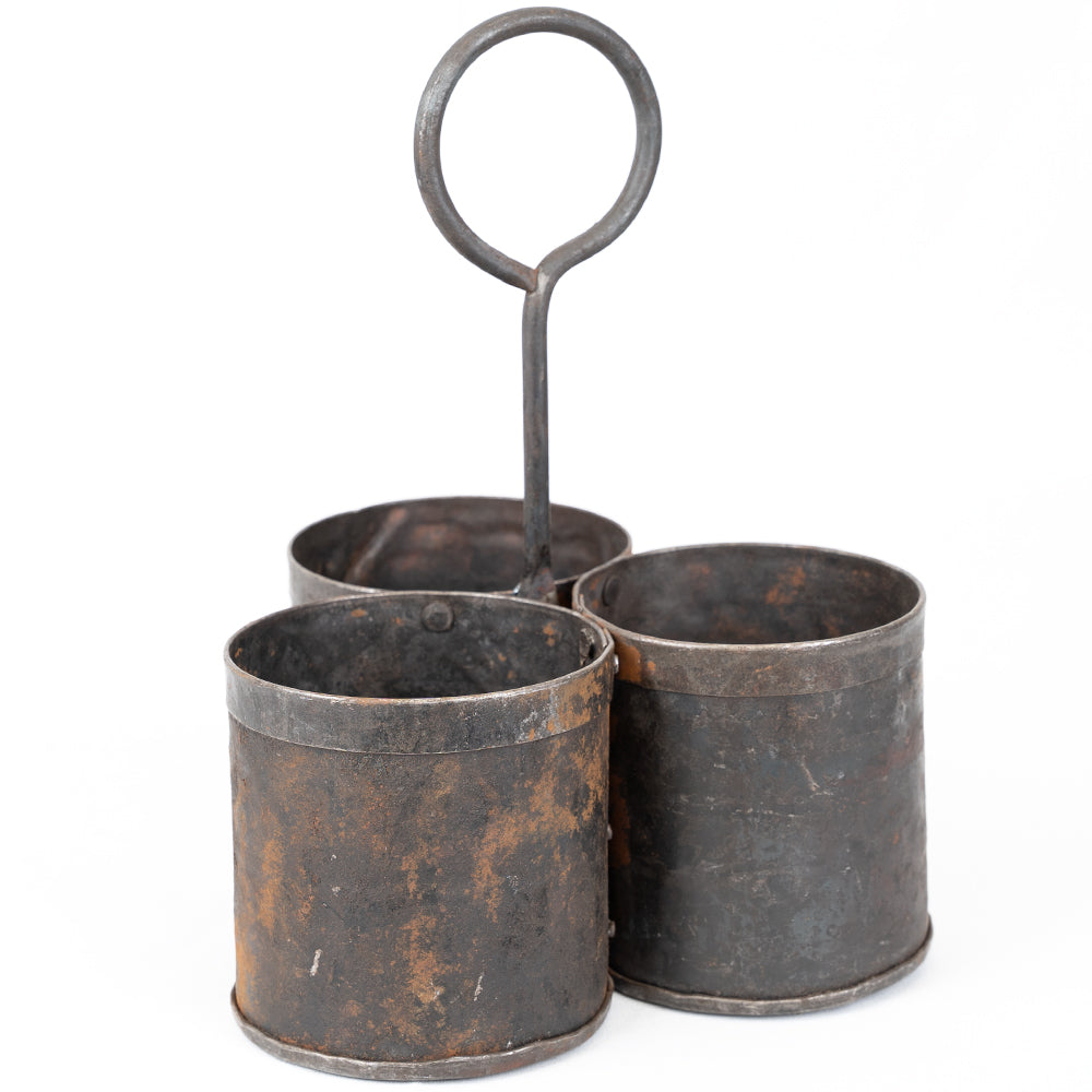 Small Metal Spice Planter | Three-Section Herb Holder.