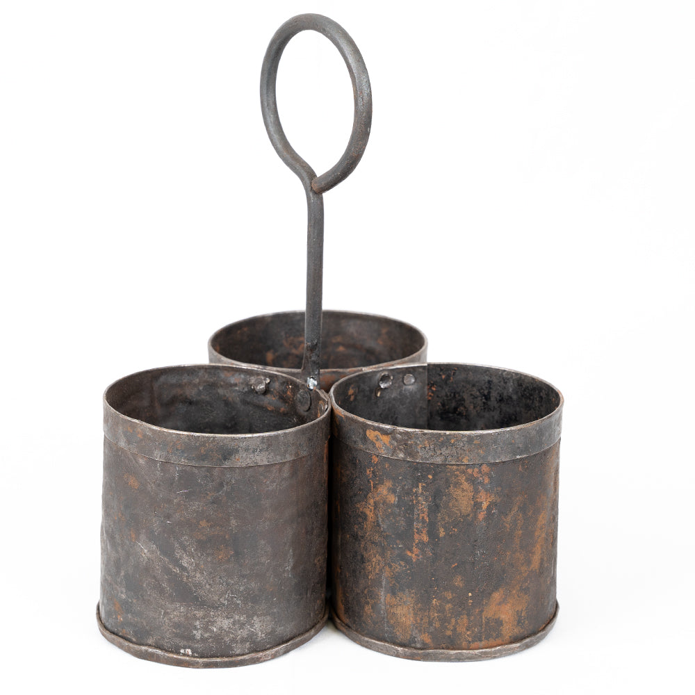 Small Metal Spice Planter | Three-Section Herb Holder.