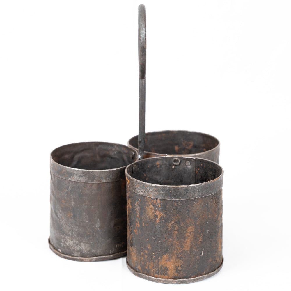 Small Metal Spice Planter | Three-Section Herb Holder.