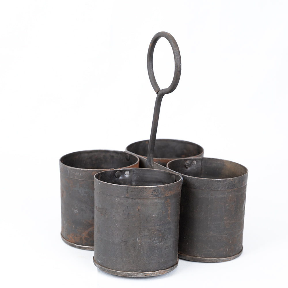 Small Metal Spice Planter | Four-Section Herb Holder.
