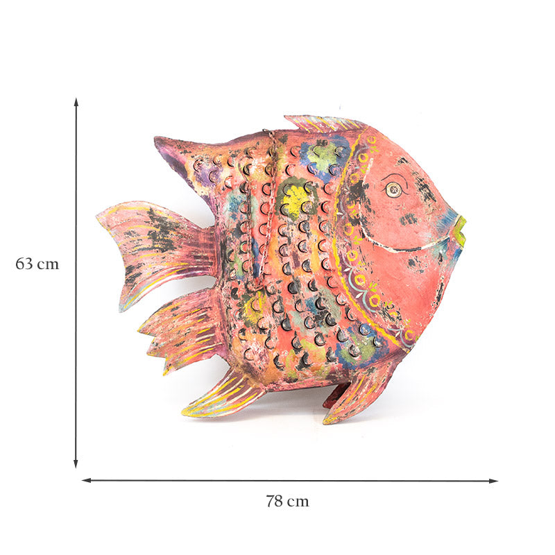 Hand Painted Metal Fish Lantern.