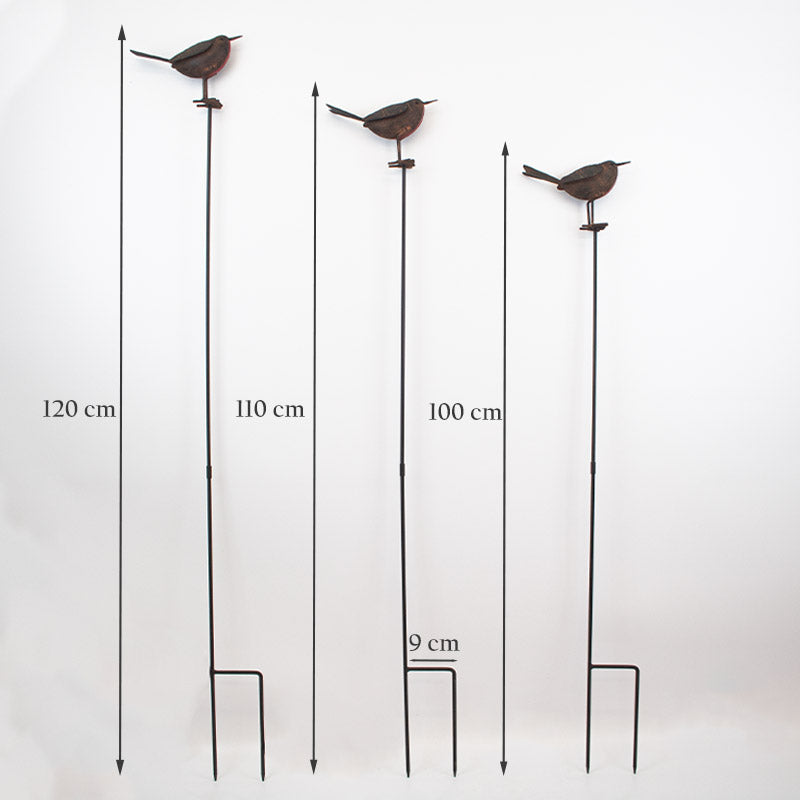 Metal Robins on Stakes Set of Three.