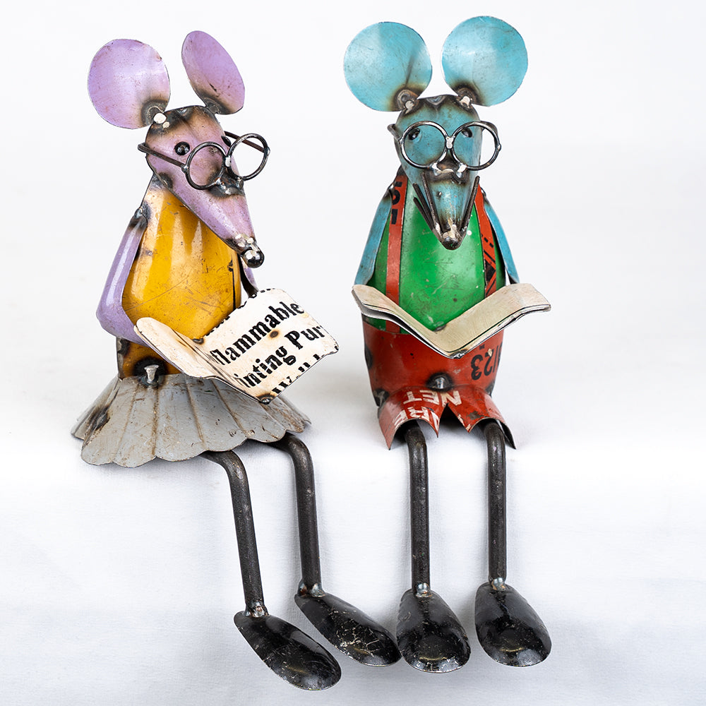 Recycled / Upcycled Tin Mouse Pair - Mr. & Mrs. Mouse.