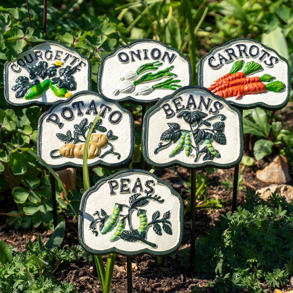 Set of Six Vegetable Garden Markers.